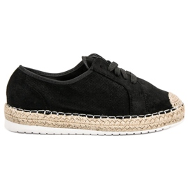 Ideal Shoes Šněrovací espadrilky černý