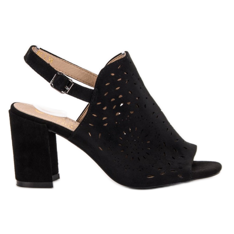 SHELOVET Semišové uzavřené sandály černá SHELOVET Semišové uzavřené sandály černá