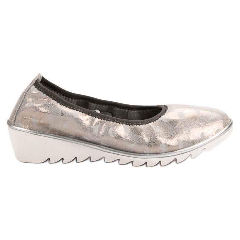 Filippo Kožená baletka na klínku béžový zlatý