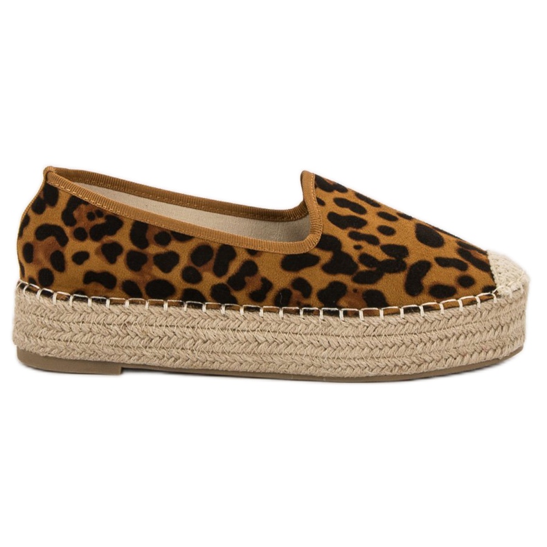 Best Shoes Páni na platformě s leopardím potiskem hnědý Best Shoes Páni na platformě s leopardím potiskem hnědý