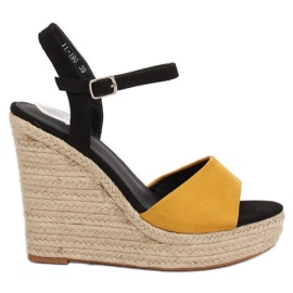 Žluté espadrilky na klíncích, žluté LL-190 žluté žluť