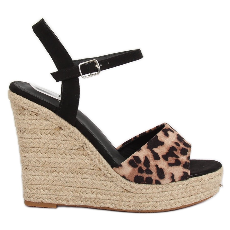 Espadrilky na klínovém leopardovi LL-190 Leopard hnědý