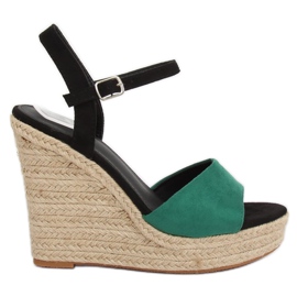 Zelené espadrilky na klíncích LL-190 Green zelená Zelené espadrilky na klíncích LL-190 Green zelená