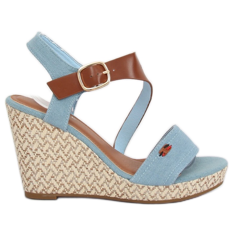 Modré klínové sandály BL-360 Blue modrý