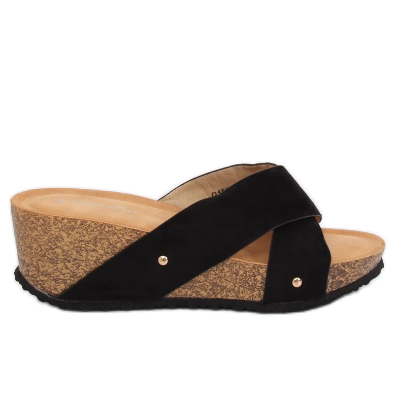 Černé klínové pantofle G1560 černá Černé klínové pantofle G1560 černá