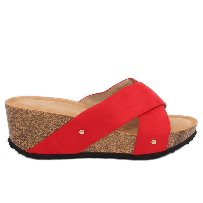 Červené G1560 Červené klínové pantofle Červené G1560 Červené klínové pantofle