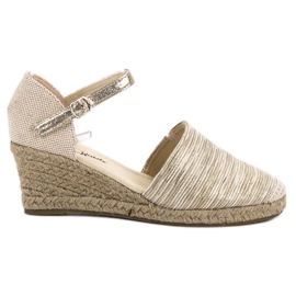 SHELOVET Klínové espadrilky hnědý žluť