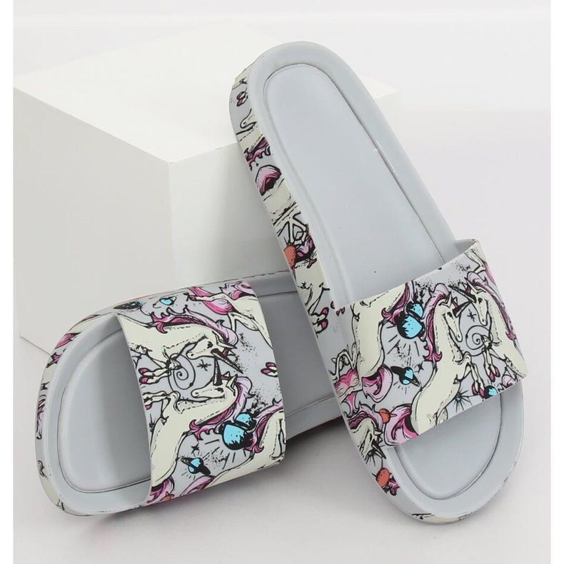 Šedé pantofle Unicorn CK83 Grey vícebarevný
