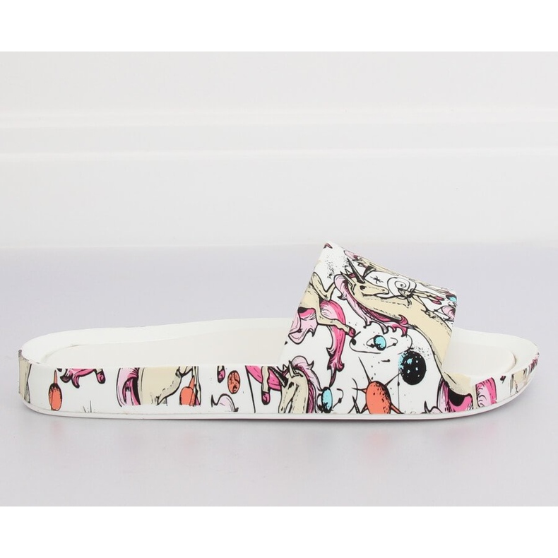 Bílé pantofle Unicorn CK83 White vícebarevný
