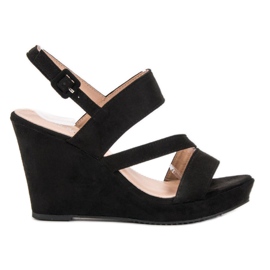 SHELOVET Sandály na klínku černý