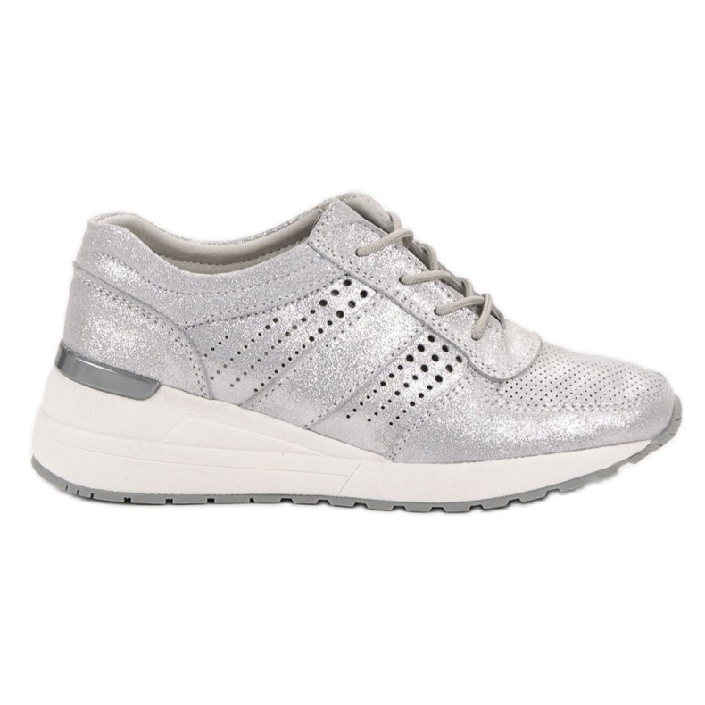 Kožené boty VINCEZA šedá