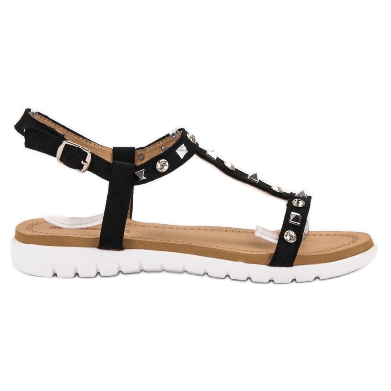 SHELOVET Černé sandály s cvočky černá