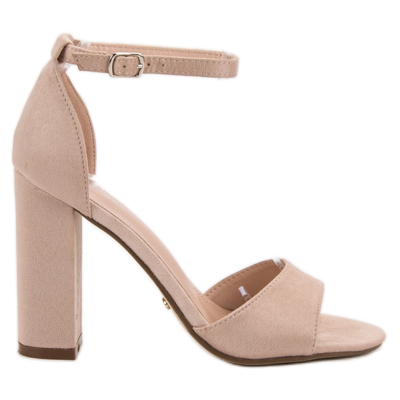 Ideal Shoes Pohodlné sandály na vysokém podpatku hnědý