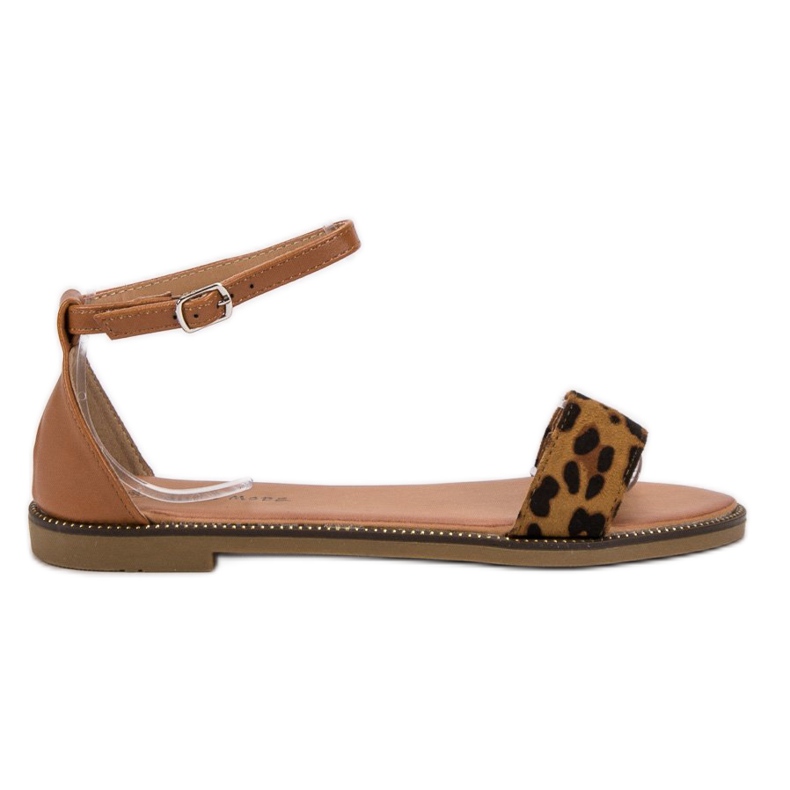 Laura Mode Klasické ploché sandály hnědý