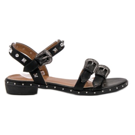 Small Swan Černé sandály s cvočky černý