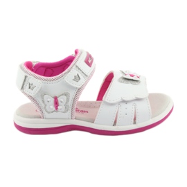 American Club Dívčí sandály s vložkou Butterfly DR09 White/Pink Leather bílý