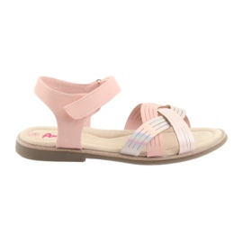 Metalické dívčí sandály American Club GC23 růžový
