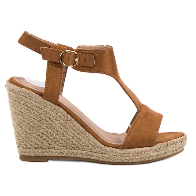 Anesia Paris Módní sandály na klínku hnědý