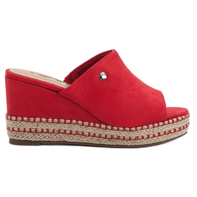 Best Shoes Sandály na klínku červené