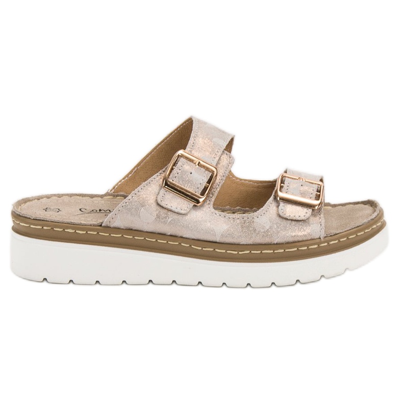 Filippo Pohodlné kožené přezůvky hnědý žlutá