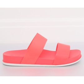 Pantofle s gumovými pruhy coral CK66P Coral červený