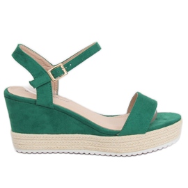 Zelené espadrilky klínové sandály LY9109 Green zelená Zelené espadrilky klínové sandály LY9109 Green zelená