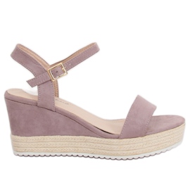 Fialové klínové sandály espadrilky LY9109 Purple fialová