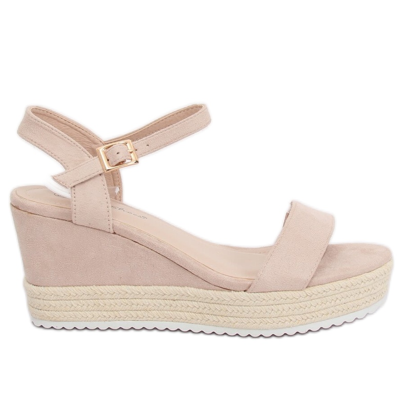 Béžové sandály na klínových espadrilkách LY9109 Beige béžový Béžové sandály na klínových espadrilkách LY9109 Beige béžový