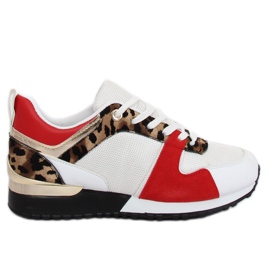 Bílé sportovní boty B-01 BÍLÁ / LEOPARD bílý černý hnědý vícebarevný