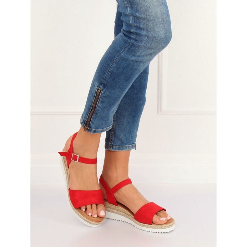 Sandály na nízkých podpatcích červené 7868-KL Red II-GAT