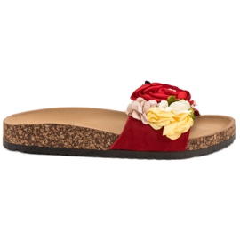 Cm Paris Pantofle S Květinami červené Cm Paris Pantofle S Květinami červené
