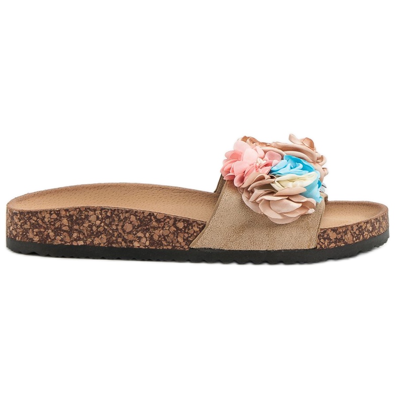 Cm Paris Pantofle S Květinami hnědý