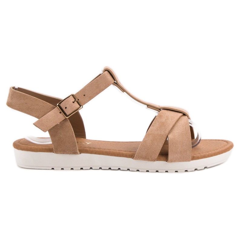 EXQUILY Klasické semišové sandály hnědý