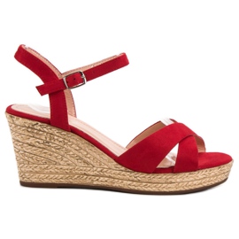 Best Shoes Červené Sandály Na Klínu Best Shoes Červené Sandály Na Klínu