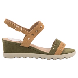 Kylie Sandály S Kamínky hnědý zelená