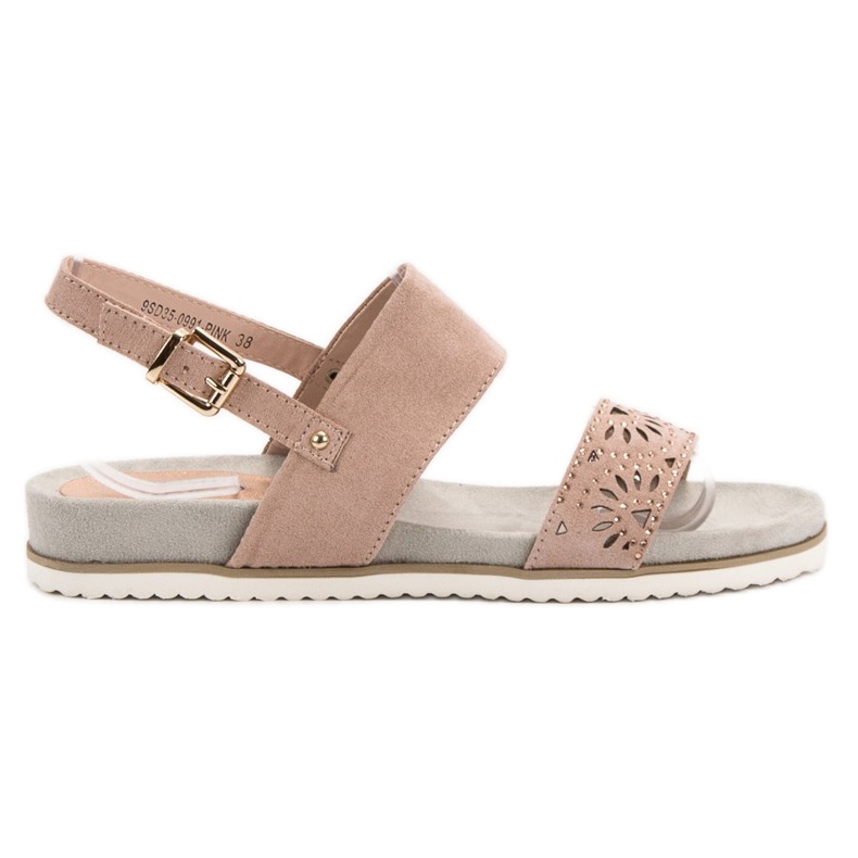 Evento Práškové prolamované sandály růžový