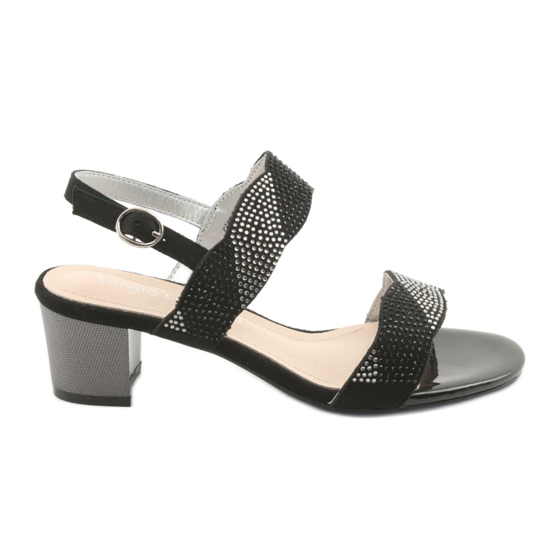 Sergio Leone Sandály na SK795 po černé se zirkony černá