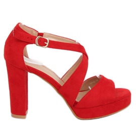 Červené sandály VV-23 Červené na platformě červený