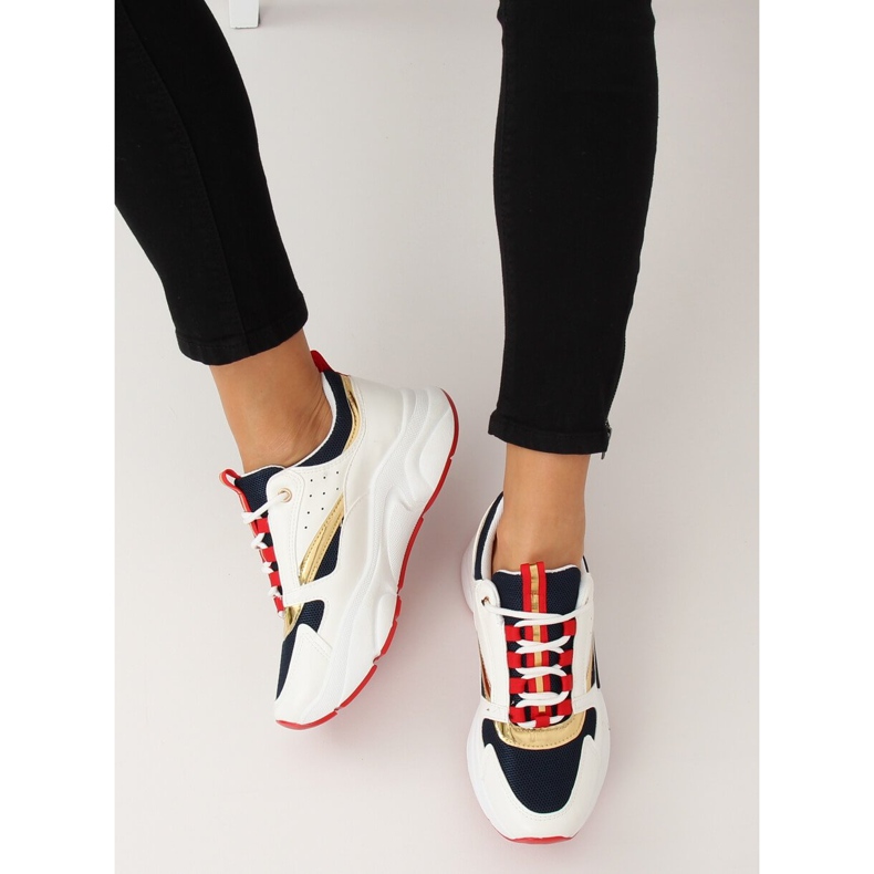 Vícebarevná sportovní obuv BK008-47 WHITE / BLUE II-GAT bílý námořnická modrá