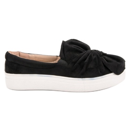 Semišové slipy s mašlí VICES černý