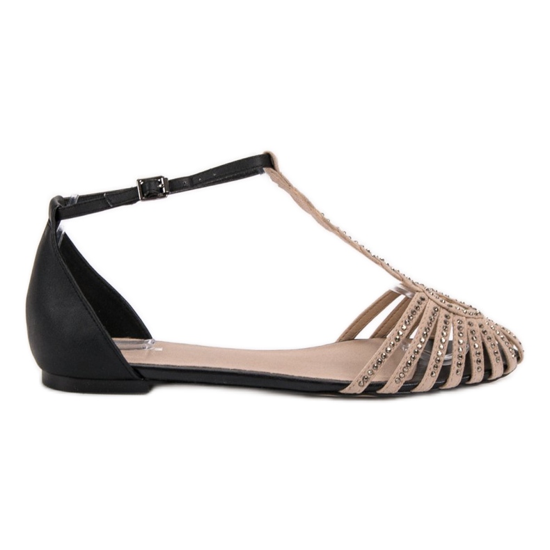 SHELOVET Módní sandály s kubickým zirkonem černá hnědý SHELOVET Módní sandály s kubickým zirkonem černá hnědý