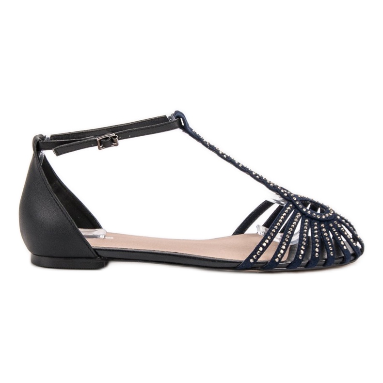 SHELOVET Módní sandály s kubickým zirkonem černá modrý