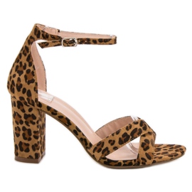 Ideal Shoes Sandály Na Baru hnědý Ideal Shoes Sandály Na Baru hnědý
