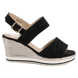 SHELOVET Světle černé sandály černý