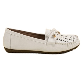 Top Shoes Bílé prolamované mokasíny bílý