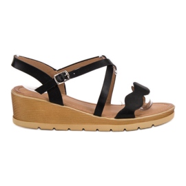 Best Shoes Černé klínové sandály černý