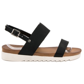 Best Shoes Černé ploché sandály černá