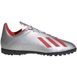 Kopačky Adidas X 19.4 Tf Jr F35348 červený stříbro
