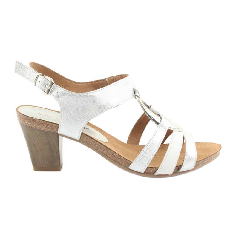 Dámské sandály Caprice s ozdobou 28308 stříbrný ovál bílý šedá
