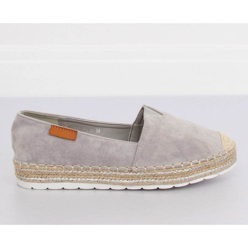 Šedá semišová espadrilles RC-61 Šedá II-GAT